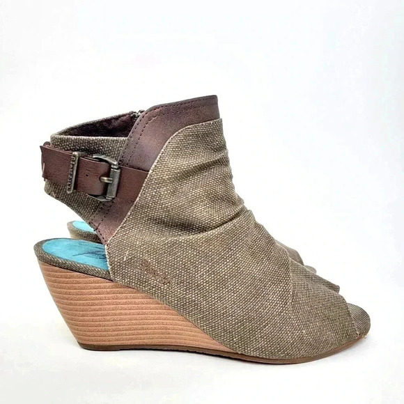 Blowfish Malibu Hemp Canvas Open Toe Wedges - 10 - Picture 4 of 9